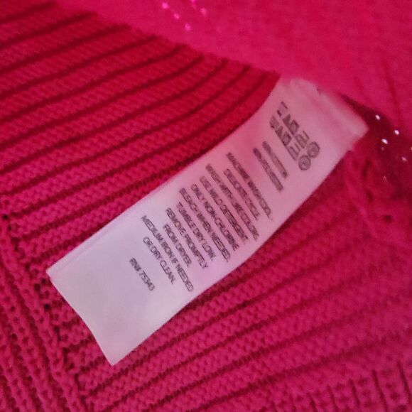 Rachel Zoe V-Neck Chevron Knit Sweater Womens size XS Hot Pink Longsleeve - Picture 7 of 9